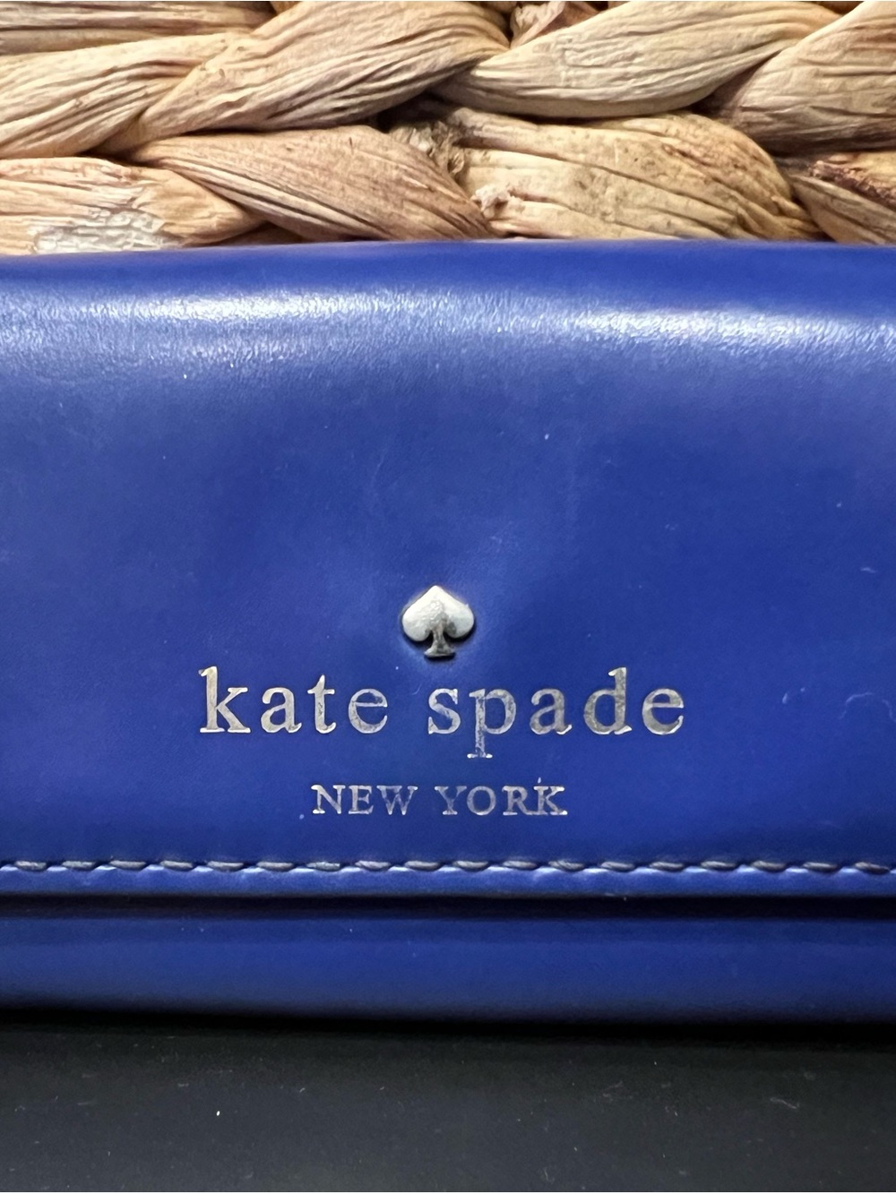 kate spade cobalt blue leather card holder wallet